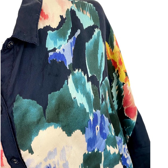Johnny Was Malani Floral Silk Button Front Tunic Blouse Size Medium EUC - Picture 6 of 15